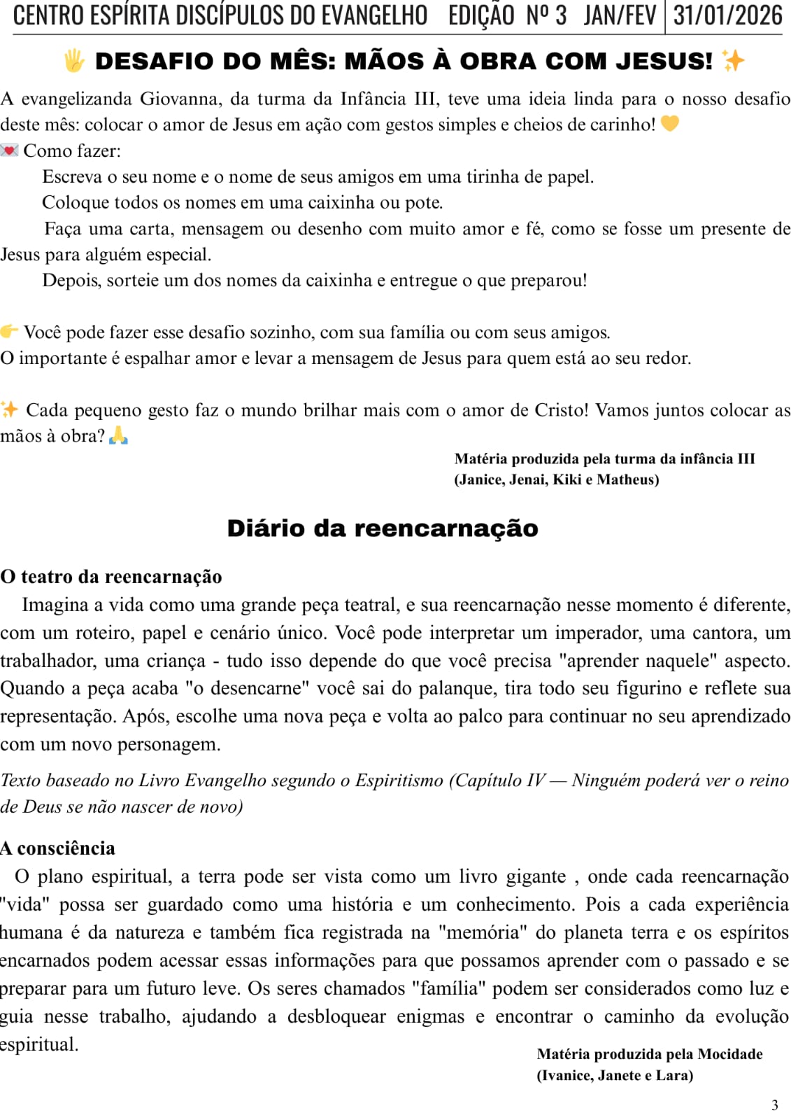 Desafio do Mês / Diário da reencarnação