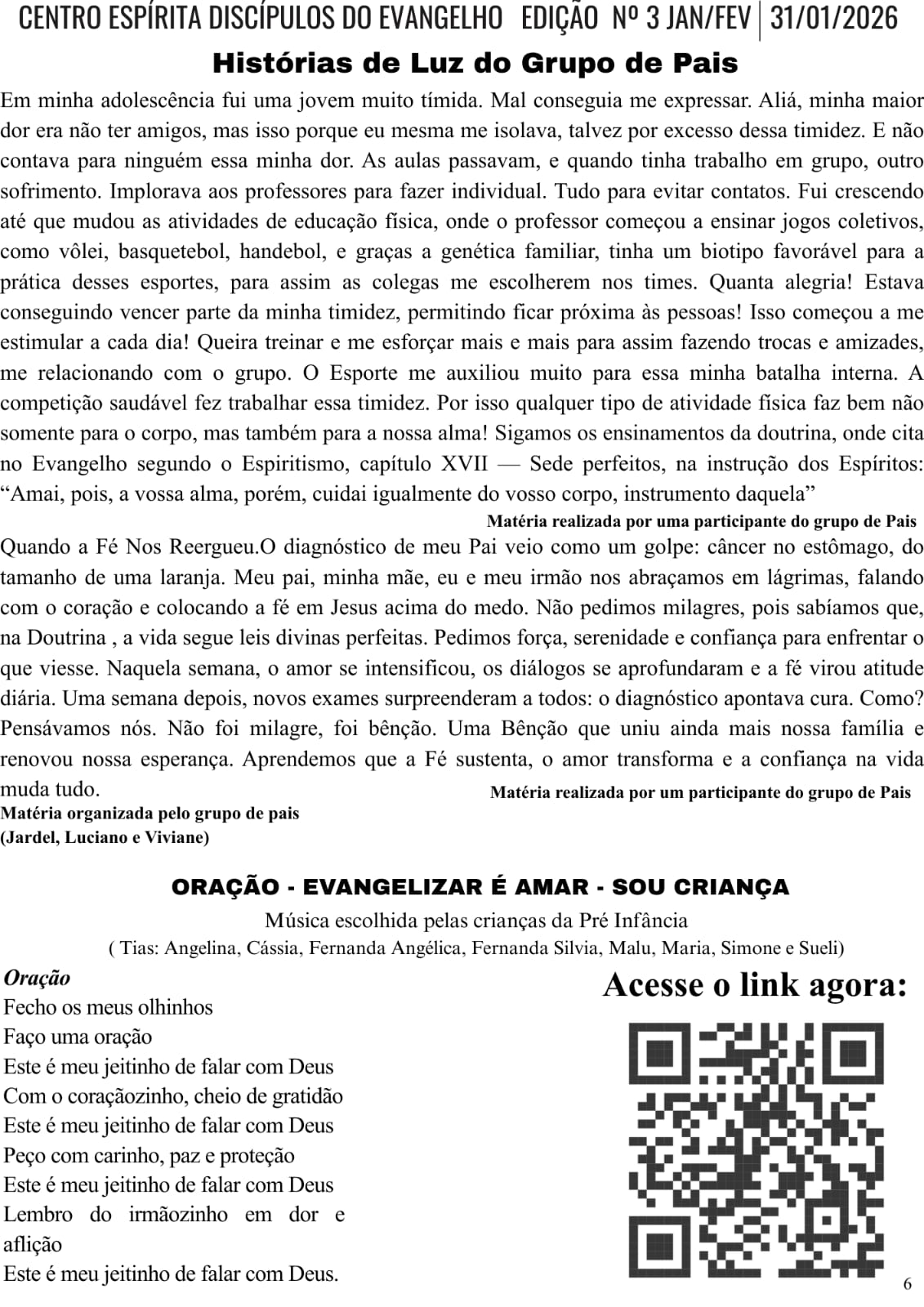 Histórias de Luz do Grupo de Pais / Oração