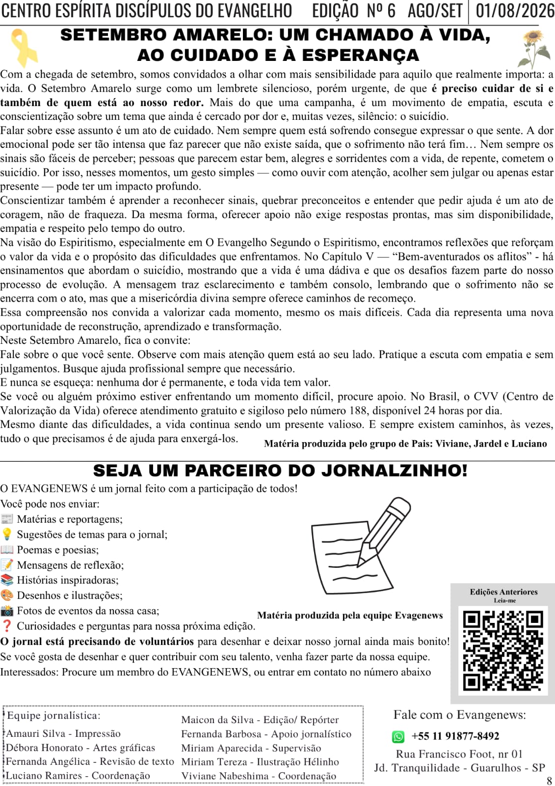- Setembro Amarelo / Seja um Parceiro / Edições anteriores