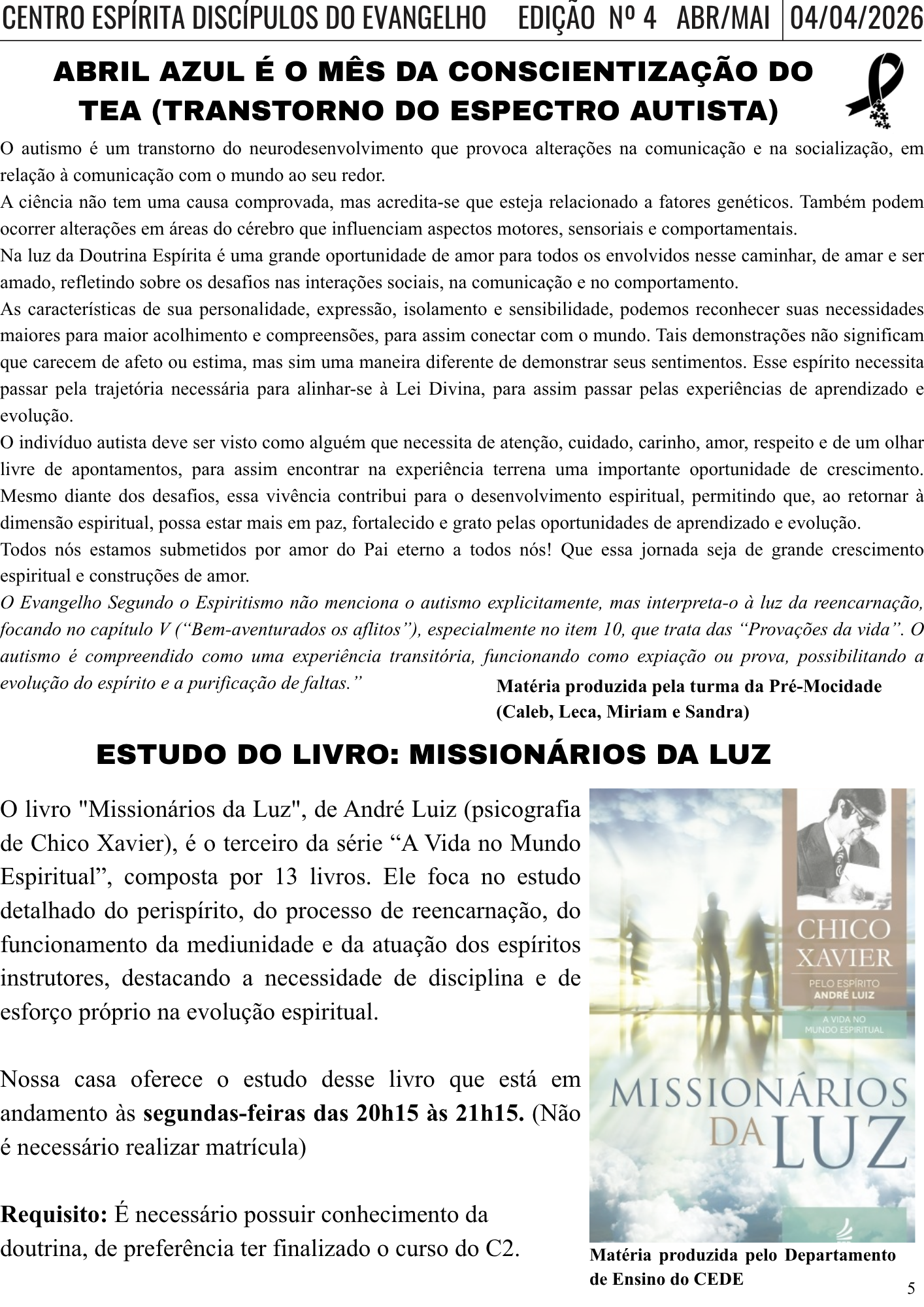 Abril Azul / Estudo do livro